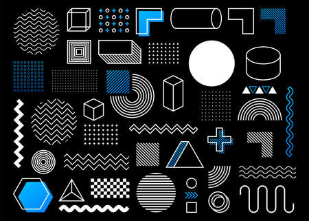 Geometric shape in vintage style. Bright color. Black abstract geometric background. Vector stock illustrationのイラスト素材