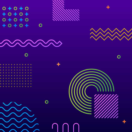 Geometric shape in vintage style. Bright color. Black abstract geometric background. Vector stock illustrationのイラスト素材