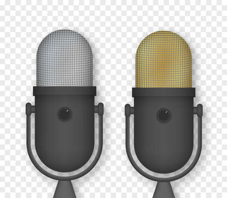Podcast. Microphone with speech bubble icons. illustration.のイラスト素材