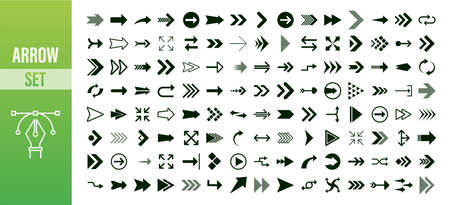 Arrows big black set icons. Arrow icon. Arrows for web design, mobile apps, interface and more. Vector stock illustration.のイラスト素材