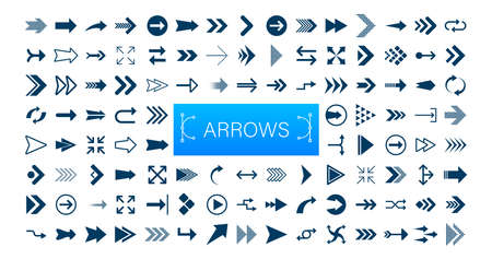 Arrows big black set icons. Arrow icon. Arrows for web design, mobile apps, interface and more. Vector stock illustration.のイラスト素材