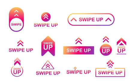 Swipe up icon set isolated on background for stories design. Vector stock illustrationのイラスト素材