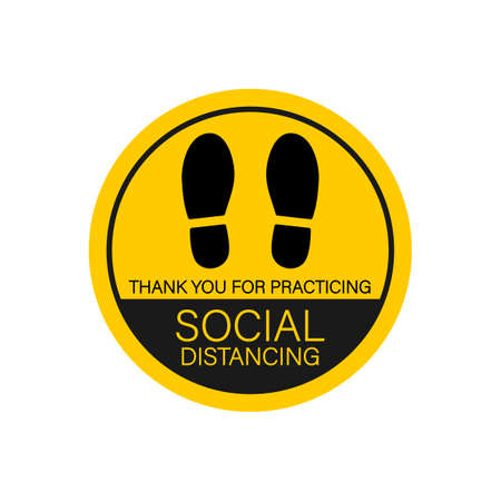 Social distance signage icon. Please wait here. Keep safe distance. Vector stock illustration.のイラスト素材