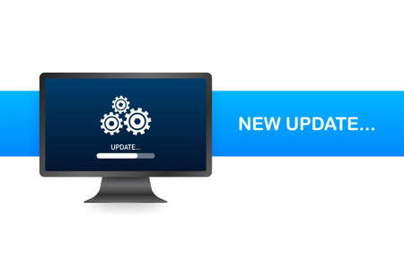 System software update, data update or synchronize with progress bar on the screen. Vector Illustrationのイラスト素材