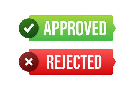 Approved and rejected label sticker icon. Vector stock illustration.のイラスト素材
