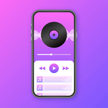 Mobile Application Interface. Music Player. Music app. Vector stock Illustration.のイラスト素材