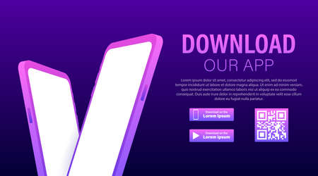 Download page of the mobile app. Empty screen smartphone for you app. Download app. Vector stock illustration.のイラスト素材