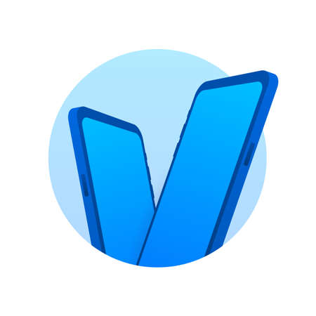 Smartphone mockup. Cellphone frame with blank display isolated templates. Vector stock illustrationのイラスト素材