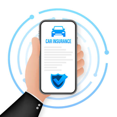 Insurance contract document. Shield icon. Protection. Vector stock illustrationのイラスト素材