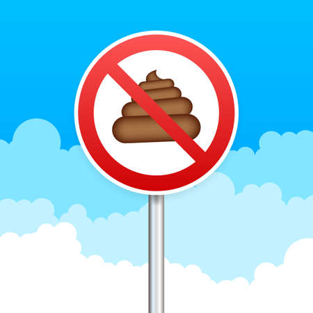 No dog pooping round sign. Vector stock illustrationのイラスト素材