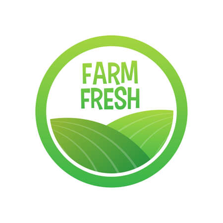 Farm Fresh icon, label on white background. Vector stock illustrationのイラスト素材
