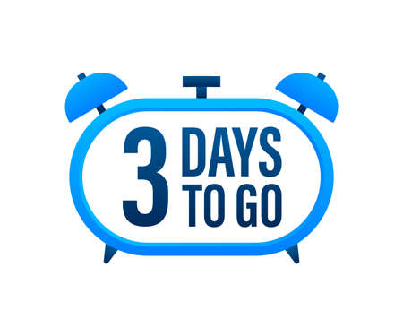3 Days to go. Countdown timer. Clock icon. Time icon. Count time sale. Vector stock illustrationのイラスト素材