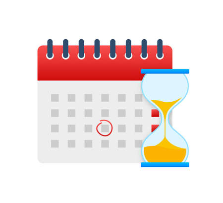 Calendar and clock icon. Wall calendar. Important, schedule, appointment date. Vector stock illustrationのイラスト素材