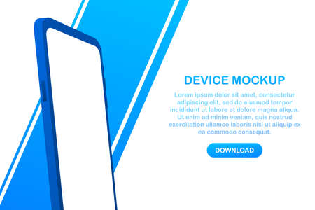 Device mockup banner. Smartphone UI UX design interface. Blank screen for media sale promotion. Vector stock illustrationのイラスト素材