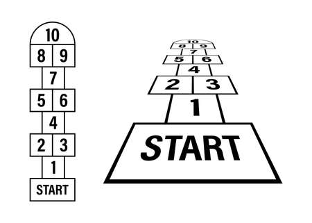 Set of child hopscotch game templates. Vector stock illustration.のイラスト素材
