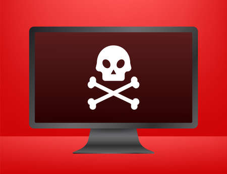 Cyber attack. Data Phishing with fishing hook, laptop, internet security. Vector stock illustration.