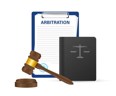 Arbitration agreement. Legal resolution conflict. Vector stock illustration.のイラスト素材