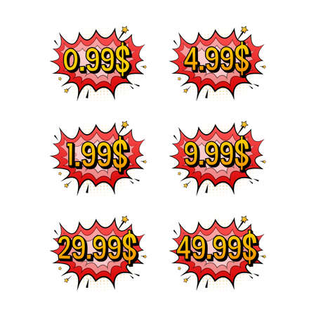 Discount sticker. Template with 99 only. Vector template design. Sale, price tag. Sale banner badge. Special offer price sign. Vector stock illustration.のイラスト素材