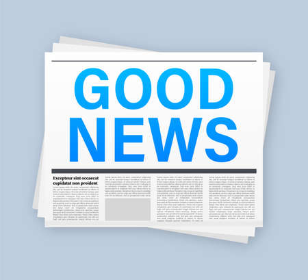 Good news headline on newspaper. Blank daily newspaper. Vector stock illustration.のイラスト素材