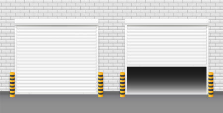 Vector Door with Rolling Shutters on white background. Vector illustration.のイラスト素材