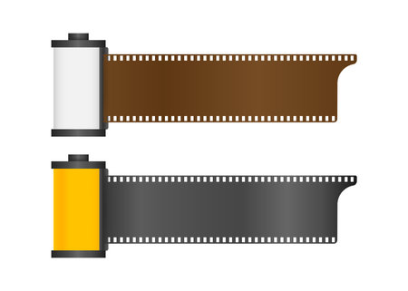 Set of camera film roll isolated on white background. Vector stock illustration.のイラスト素材