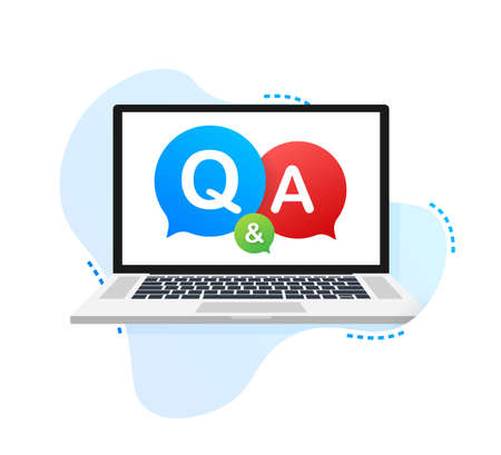 Question and Answer Bubble Chat on white background. Vector stock illustrationのイラスト素材