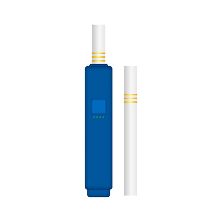 Smoking vs Vaping. Electronic Cigarette or Vaporizer Device and Tobacco Cigar. Vector illustration.のイラスト素材