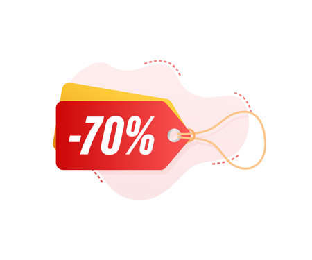 70 percent OFF Sale Discount tag. Discount offer price tag. 10 percent discount promotion flat icon with long shadow. Vector illustration.のイラスト素材
