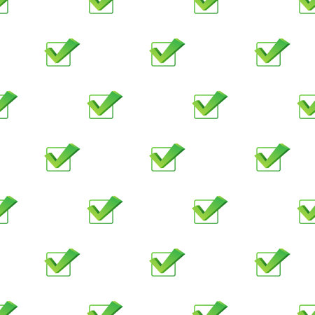 Checkmark. Green approved pattern on white background. Vector stock illustration.のイラスト素材