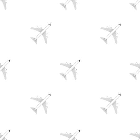White airplane pattern on a white background. Vector stock illustration.のイラスト素材