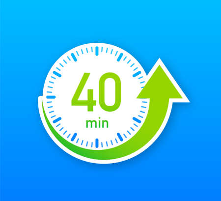 The 40 minutes, stopwatch vector icon. Stopwatch icon in flat style, timer on on color background. Vector illustration.のイラスト素材