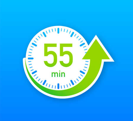 The 55 minutes, stopwatch vector icon. Stopwatch icon in flat style, timer on on color background. Vector illustration.のイラスト素材