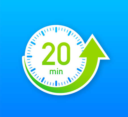 The 20 minutes, stopwatch vector icon. Stopwatch icon in flat style, timer on on color background. Vector illustration.のイラスト素材