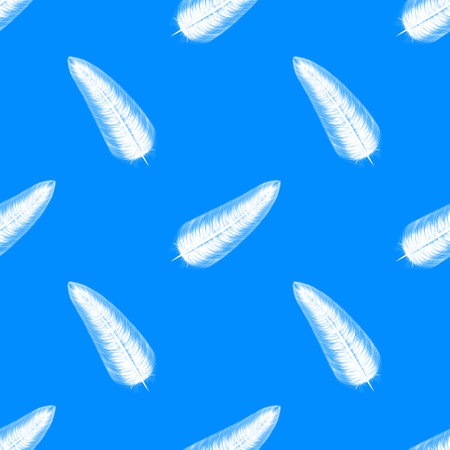 Fluffy feather pattern on white background. Vector illustration.のイラスト素材