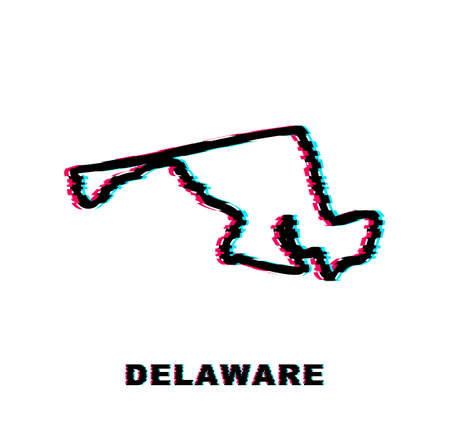 Delaware state map outline glitch icon. Vector illustration.のイラスト素材