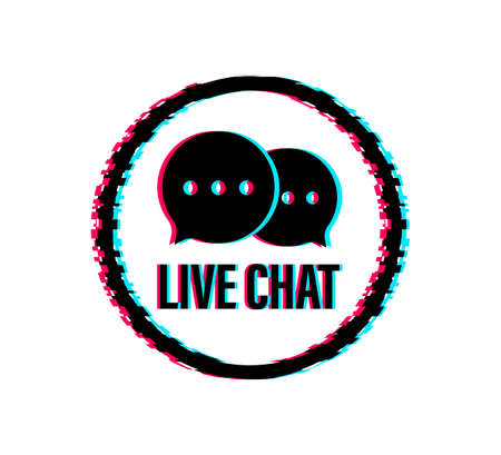 Live chat speech bubbles concept. Glitch icon. Vector stock illustration.のイラスト素材