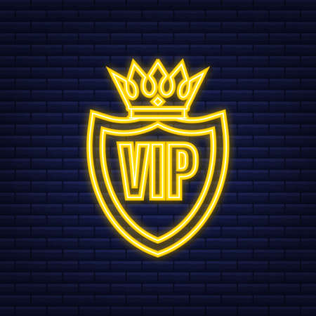 Exclusivity, the label VIP, Very important person. Neon style. Vector illustration.のイラスト素材