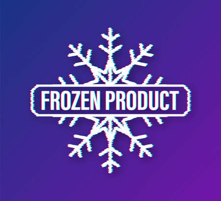 Blue frozen product on white background. Food logo. Glitch icon. Vector stock illustration.のイラスト素材
