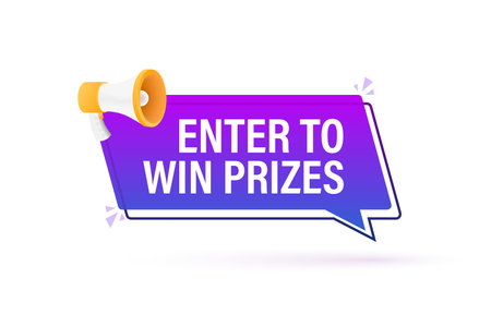 Megaphone banner, business concept with text Enter to win prizes. Vector illustration.のイラスト素材