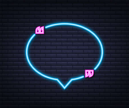 Quote. Vector Neon Quote Box, Shining on Blue Background. Vector illustration.のイラスト素材