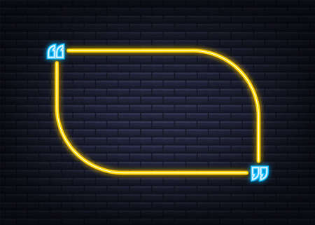 Quote. Vector Neon Quote Box, Shining on Blue Background. Vector illustration.のイラスト素材