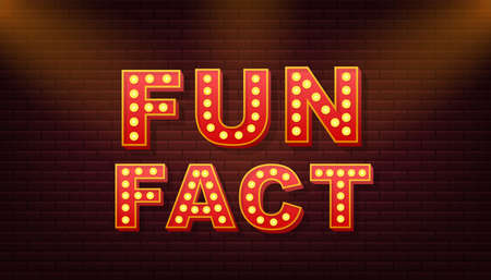 Retro light text Fun fact. Retro light bulb. Vector stock illustration.のイラスト素材
