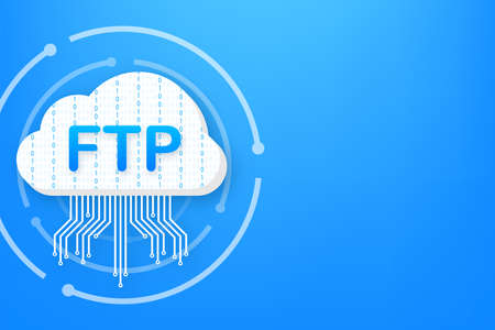FTP file transfer icon. FTP technology icon. Transfer data to server. Vector illustration.のイラスト素材