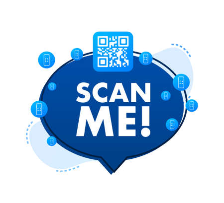 QR code for smartphone. Inscription scan me with smartphone icon. Qr code for payment. Vector illustration.のイラスト素材