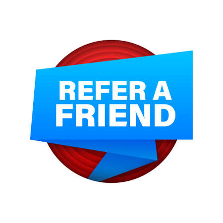 Refer a friend. Ribbon banner isolated on white background. Web design. Vector stock illustration.のイラスト素材