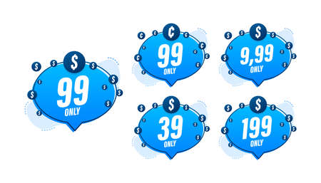 Discount sticker. Template with 99 only. Vector template design. Sale, price tag. Sale banner badge. Special offer price sign. Vector stock illustration.のイラスト素材