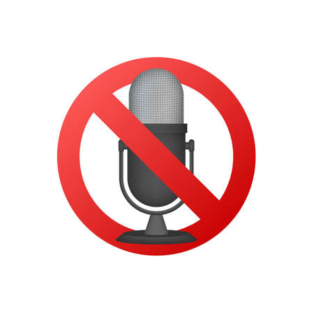 No recording sign. No microphone sign on white background. Vector illustration.のイラスト素材