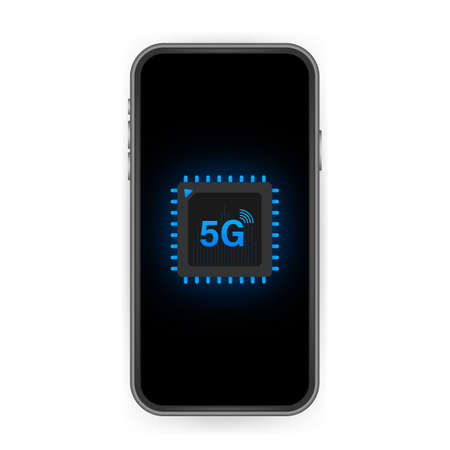 5G eSIM Embedded SIM card icon symbol concept. New chip mobile cellular communication technology. Smartphone icon. Vector stock illustration.のイラスト素材