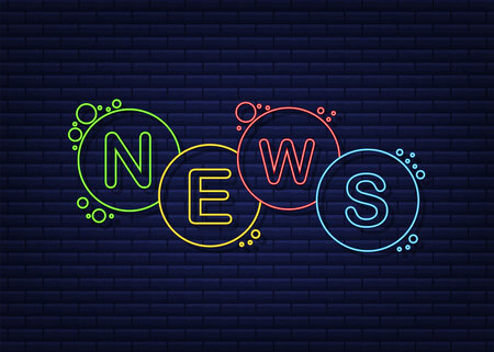 News neon bubble. Word vector banner. Vector stock illustration.のイラスト素材