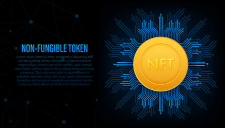 Flat illustration with nft concept. Banner vector. Flat design. Vector design art.のイラスト素材